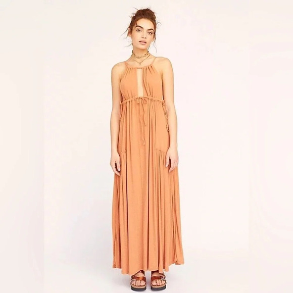 Free People Beach Love Spell Maxi Ribbed Orange Dress - Picture 1 of 7